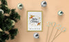 Merry Christmas Greeting In Frame Mock-Up Psd