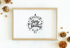 Merry Christmas Illustration In A Frame Mockup Psd