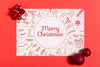 Merry Christmas Mock-Up Paper With Bows Ans Balls Psd
