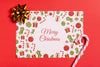 Merry Christmas Mock-Up Paper With Sugar Cane And Bow Psd