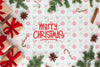 Merry Christmas On Floral Background Top View Psd