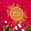 Merry Christmas With Deciduous Leaves On Christmas Red Background Psd