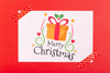 Merry Christmas With Gift Box And Ribbons Psd
