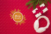 Merry Christmas With Gifts On Christmas Red Background Psd