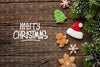 Merry Christmas With Gingerbread And Christmas Pine Leaves Psd