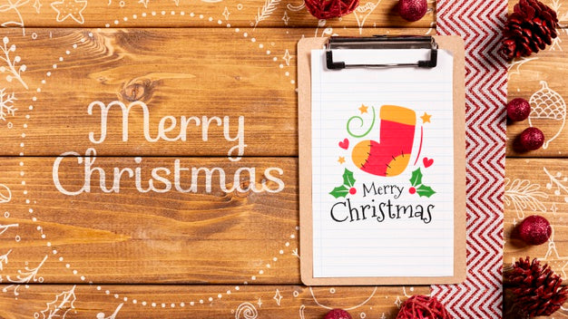 Merry Christmas With Mock-Up Christmas Clipboard Psd