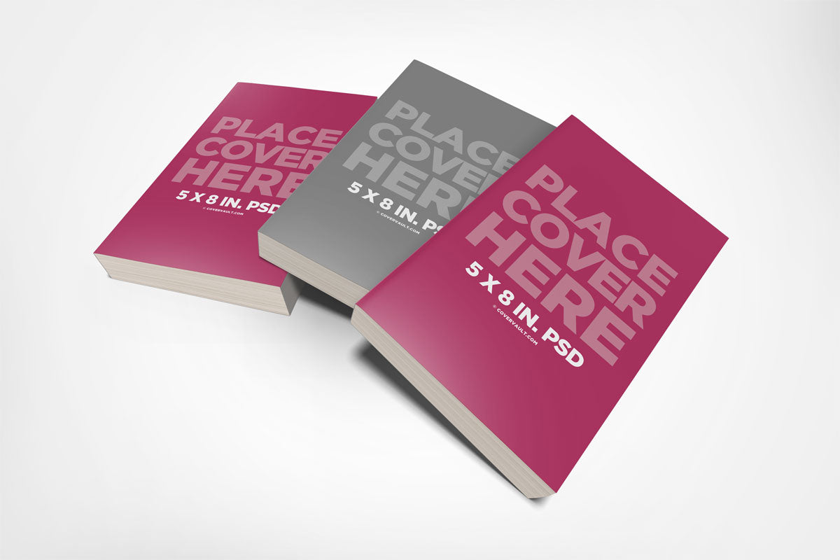 Messy 5 X 8 Book Stack Mockup