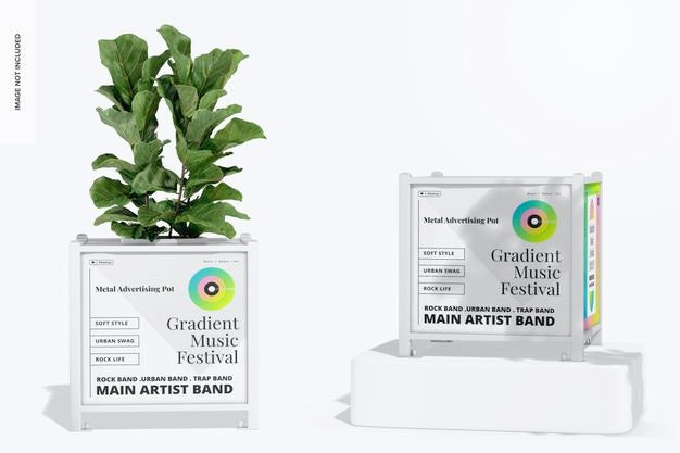 Metal Advertising Pots Mockup Psd