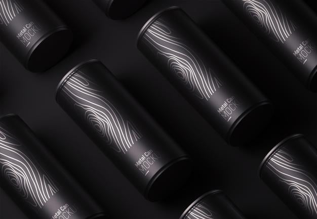 Metal Black Can Packaging Pattern Mock-Up Psd