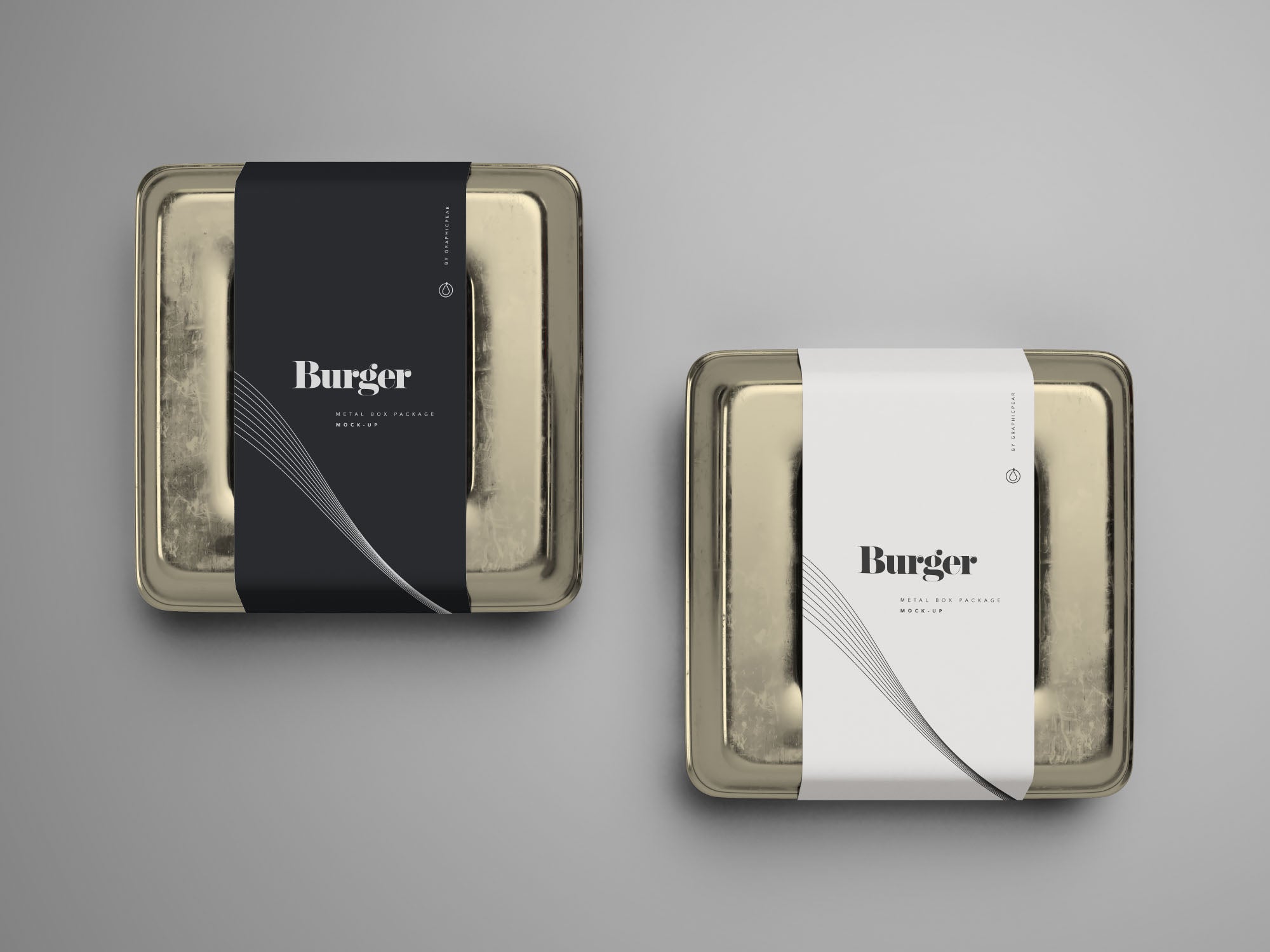 Metal Burger Box Package Mockup
