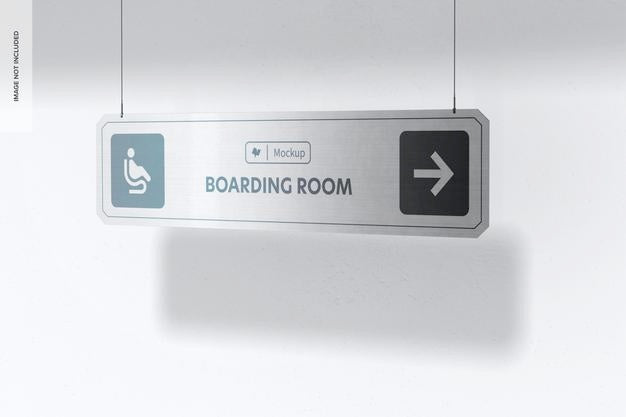 Metal Ceiling Sign Mockup Psd