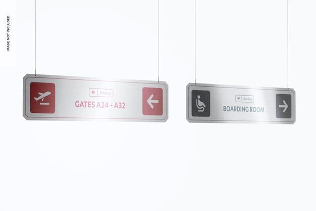 Metal Ceiling Signs Mockup Psd