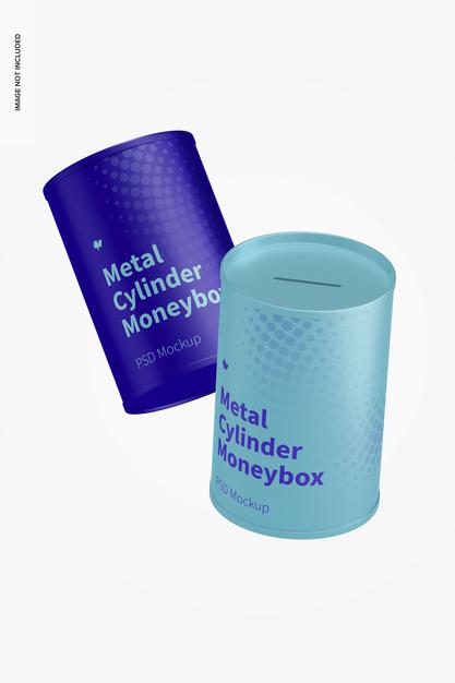 Metal Cylinder Moneybox Mockup Psd