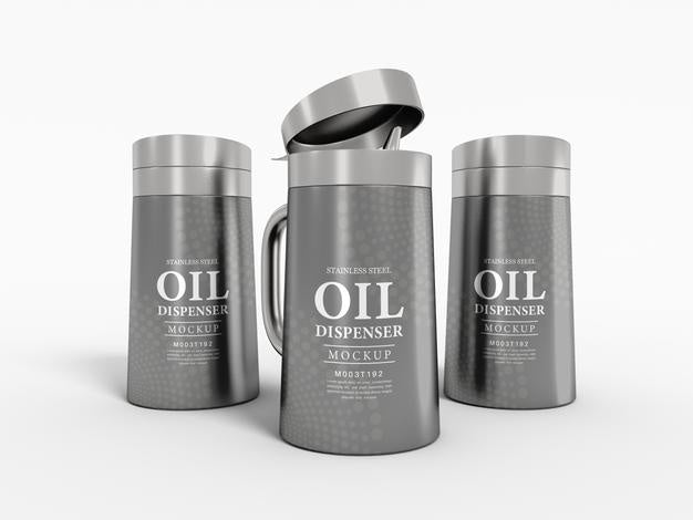 Metal Flip Cover Oil Dispenser Bottle Mockup Psd