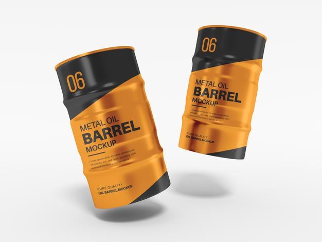 Metal Oil Barrel Drum Packaging Mockup Psd