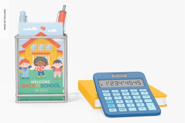 Metal Pen Holder Mockup, Front View Psd