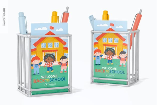 Metal Pen Holders Mockup Psd