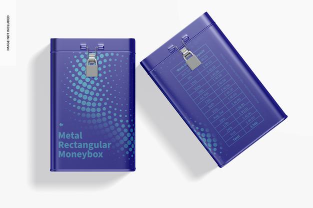 Metal Rectangular Moneyboxes Mockup Psd