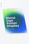 Metal Sign Poster Floor Display Mockup, Close-Up Psd