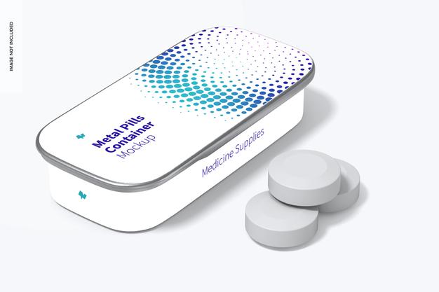 Metal Slide Top Tin Pills Container Mockup Psd