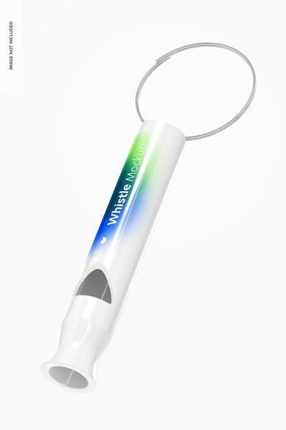 Metal Whistle Mockup, Floating Psd