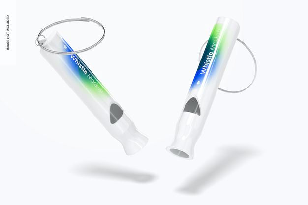 Metal Whistles Mockup, Falling Psd