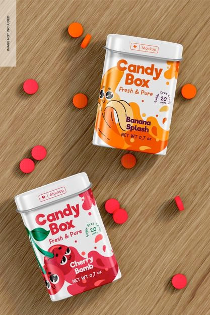 Metallic Candy Boxes Mockup Psd
