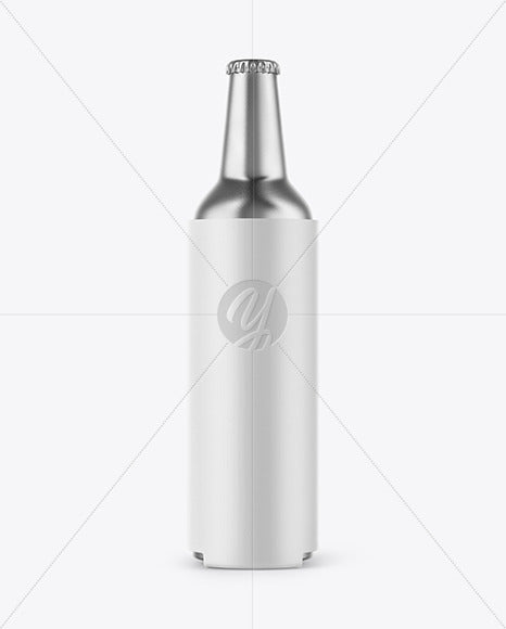 Metallic Drink Bottle W/ Holder Mockup