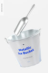 Metallic Ice Bucket Mockup, Floating Psd