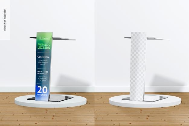 Metallic Lectern Mockup Psd