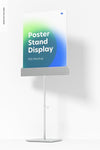 Metallic Poster Stand Display Mockup, Front View Psd