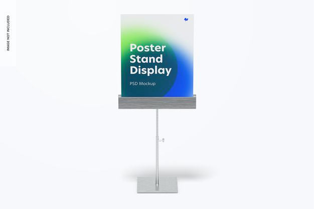 Metallic Poster Stand Display Mockup Psd