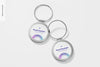 Metallic Round Keychains Mockup, Front View Psd