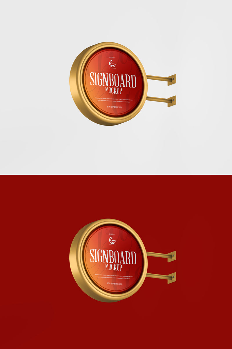 Metallic Round Signboard Mockup Psd