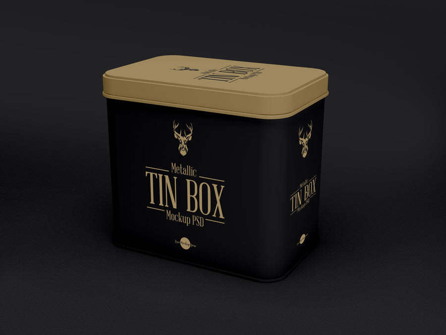 Metallic Tin Box Mockup Psd
