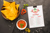 Mexican Menu Next To Tortilla Chips And Sauce Psd
