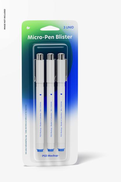 Micro-Pen Blister Mockup, Front View Psd