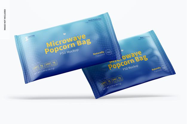 Microwave Popcorn Bags Mockup Psd