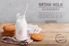 Milk Bottle On Table With Cookies Psd