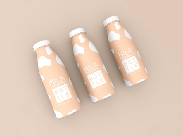 Milk Bottle Packaging Mockup Psd