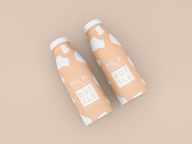 Milk Bottle Packaging Mockup Psd