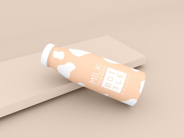 Milk Bottle Packaging Mockup Psd