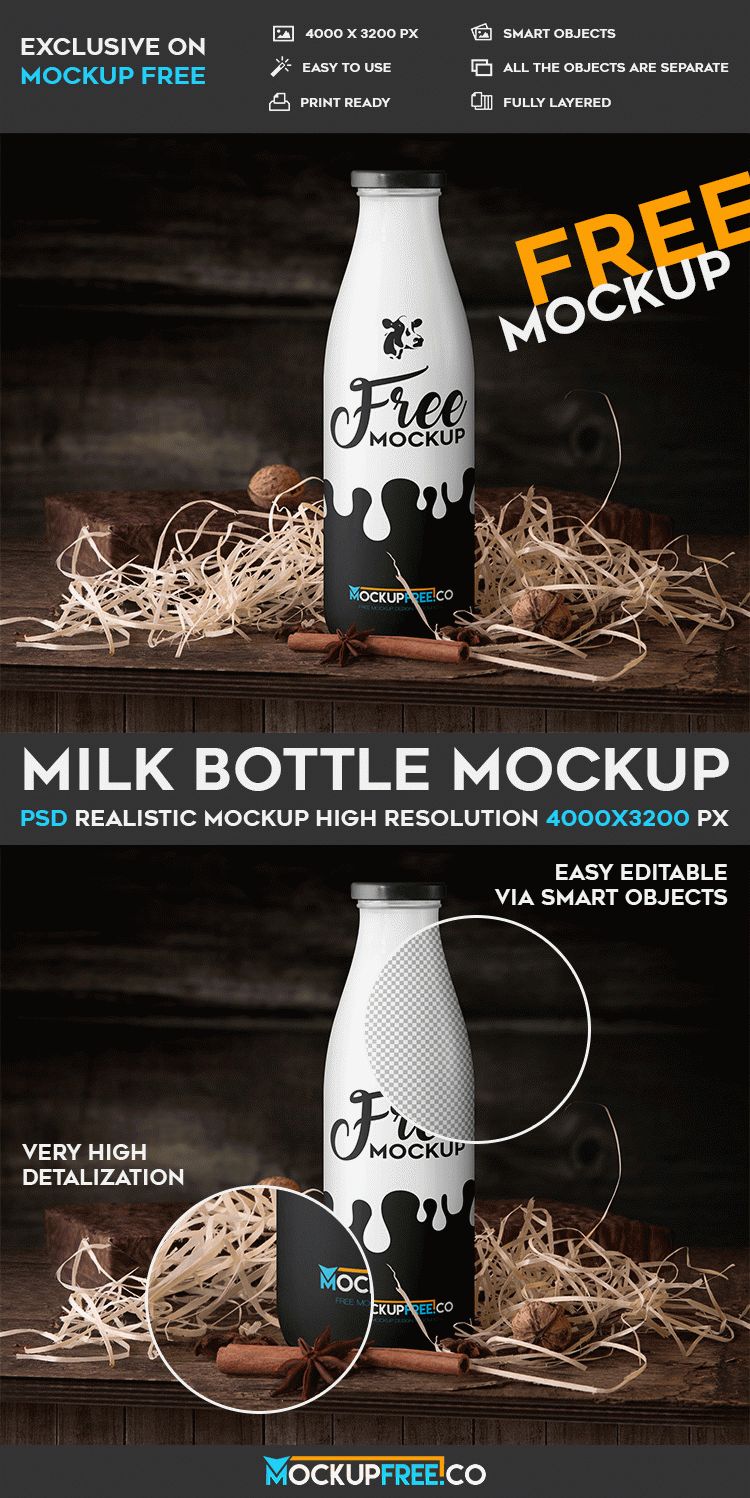 Milk Bottle – Psd Mockup