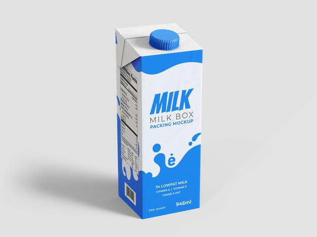 Milk Box Mockup Template Psd