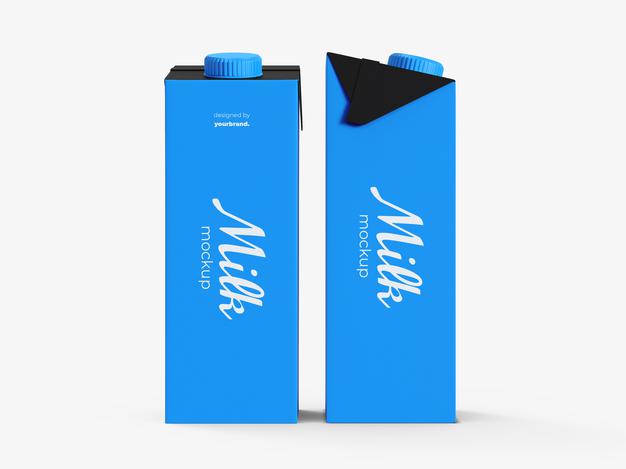 Milk Box Mockup Template Psd