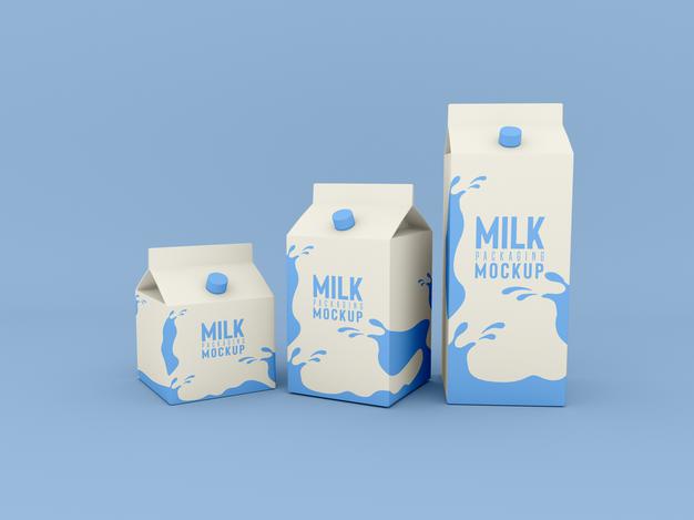 Milk Packaging Box Mockup Psd