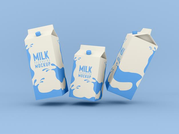 Milk Packaging Box Mockup Psd