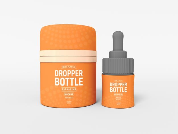 Mini Dropper Bottle Packaging Mockup Psd