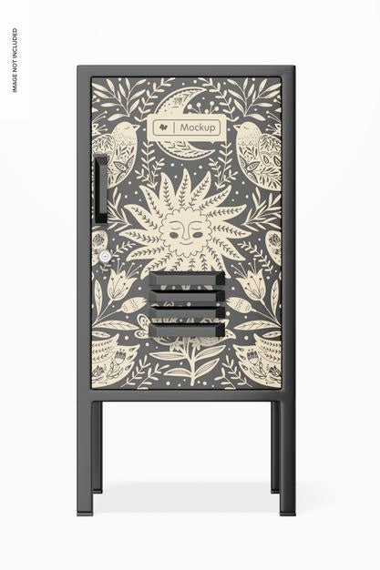 Mini Locker Mockup, Front View Psd