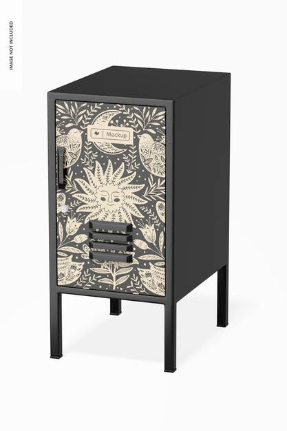 Mini Locker Mockup, Right View Psd